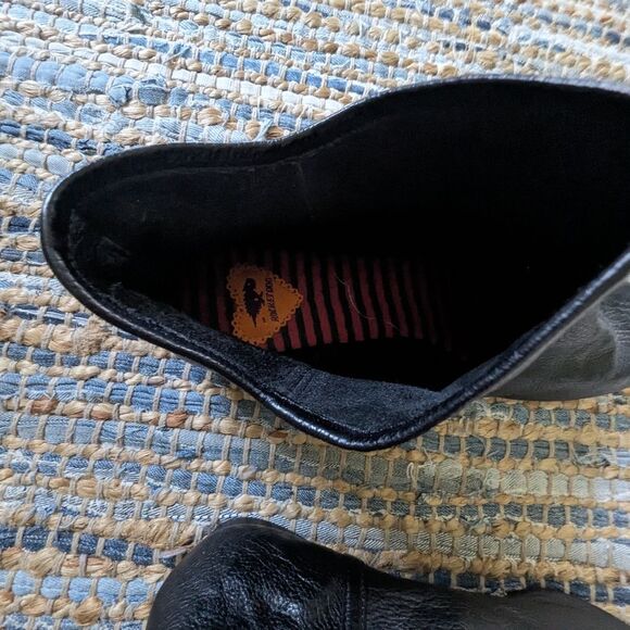 Rocket Dog Black Slouchy Pebbled Leather Ankle Booties 10 Pointy Toe Bikercore - Picture 4 of 8